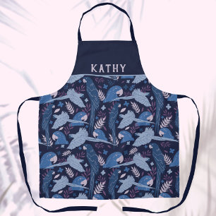 Tablier Ara Parrot Blue Tropical Leaf Nom du Motif