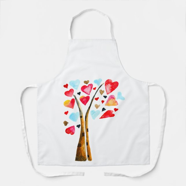Tablier Arbre de coeurs valentines fantaisistes (Recto)