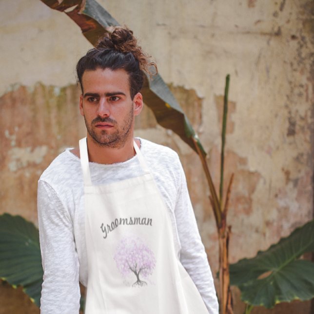 Tablier Arbre de Lavande à Feuilles de Cœur Mariage Oiseau (Créateur téléchargé)