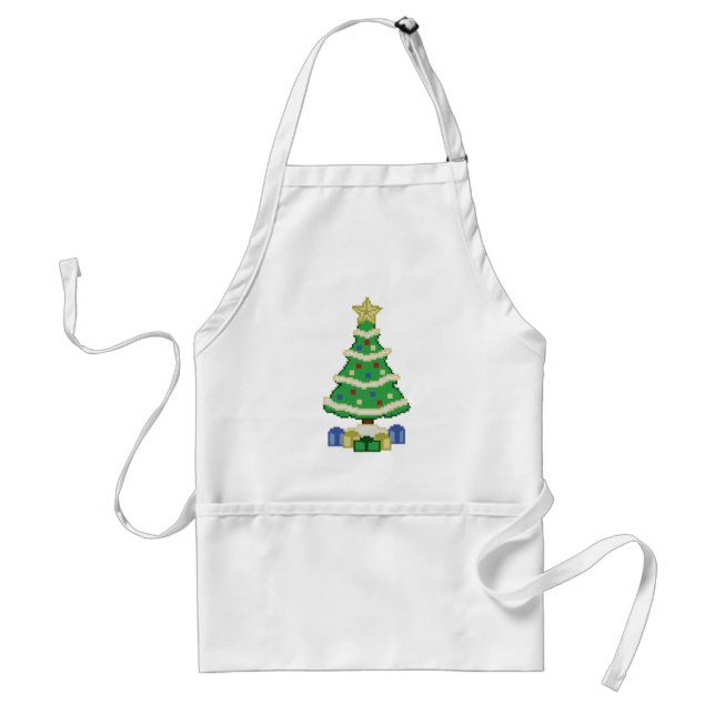 Tablier Arbre de Noël décoré Jeu vidéo 8 bits Style Adu (Devant)