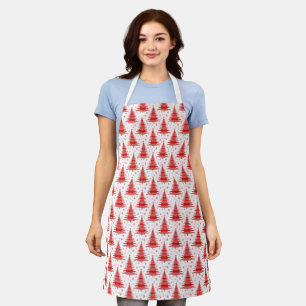 Tablier Arbre de Noël Design Motif rouge