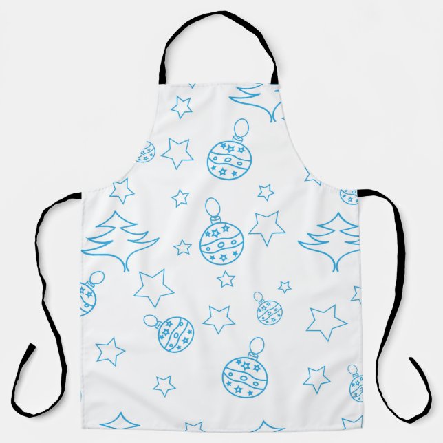 Tablier Arbre de Noël, étoiles et boules - simple sans sou (Recto)