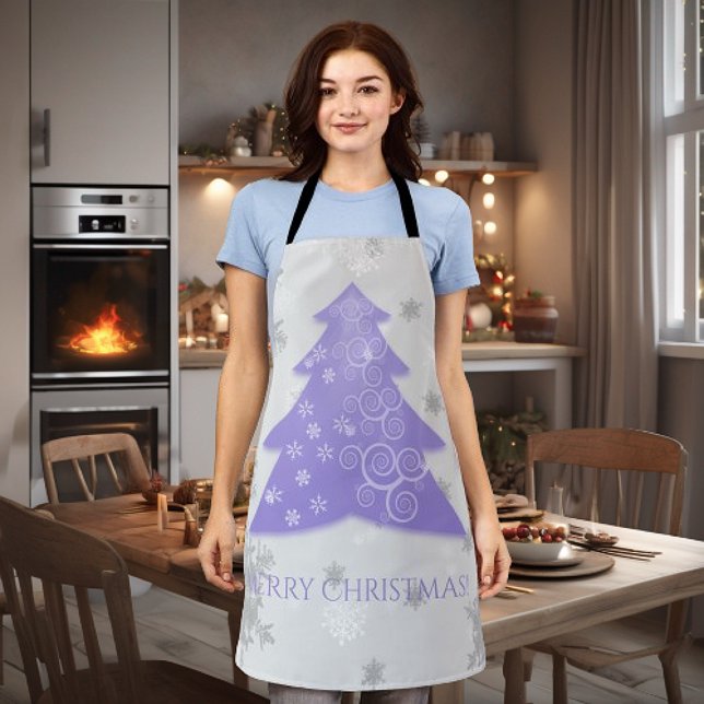 Tablier Arbre de Noël Festif Lavande Apron (Lavender Festive Christmas Tree Apron)