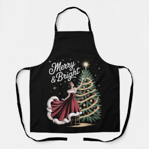 Tablier Arbre de Noël Joyeux et Lumineux Noël Vintage Dame