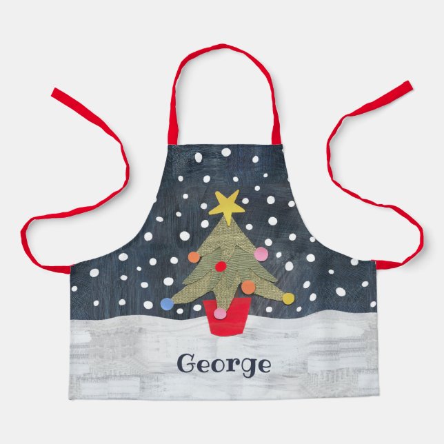 Tablier Arbre de Noël mignon personnalisé (Recto)