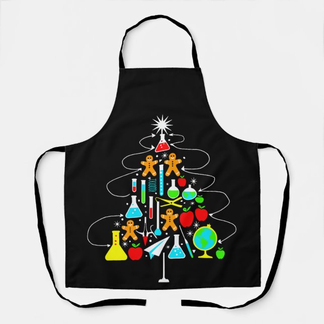 Tablier Arbre de Noël Professeur de Sciences Chimie École (Recto)