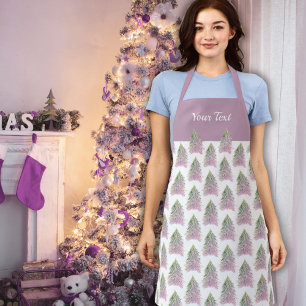 Tablier Arbre de Noël rose Aquarelle Motif vacances