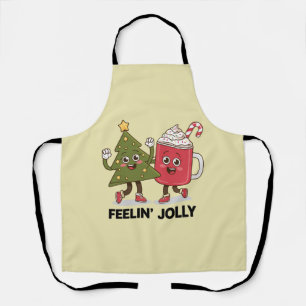Tablier Arbre de Noël Sentiment Joyeux Amateur de Café Hiv