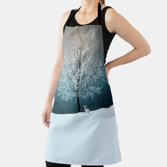 Tablier Arbre givré le soir (Insitu)
