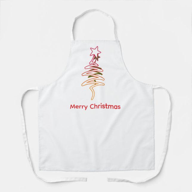 Tablier Arbre Gribouillé + Étoile Joyeux Noël Blanc (Recto)