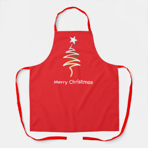 Tablier Arbre Gribouillé + Étoiles Sangles Rouges Noël