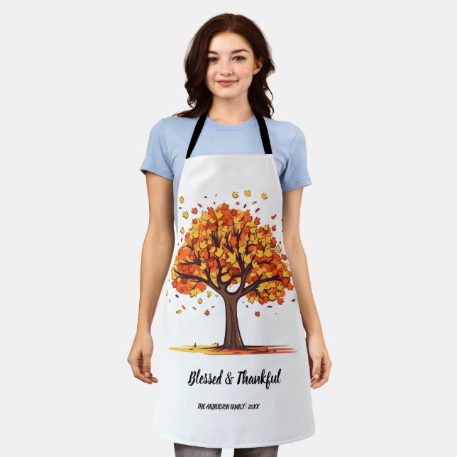 Tablier Arbres d'automne dorés Joyeux remerciement (Porté)