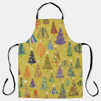 Tablier Arbres de Noël colorés : Arrière - plan festif.