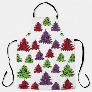 Tablier Arbres de Noël colorés Empreintes de léopard