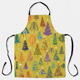 Tablier Arbres de noël colorés fond motif sans soudure