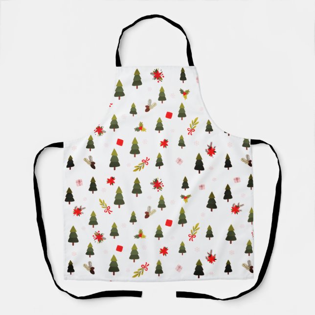 Tablier Arbres de Noël, Mistletoe & Cadeaux (Recto)