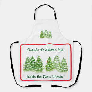 Tablier Arbres d'hiver peints à la main à l'extérieur des 