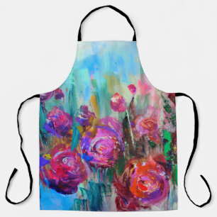 Tablier Arbuste à fleurs de pivoines, peintures modernes,