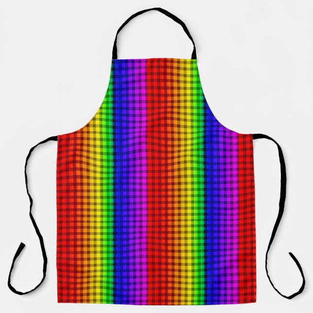Tablier Arc-en-ciel Couleurs Drapeau Gay Plaid Design GLBT (Recto)
