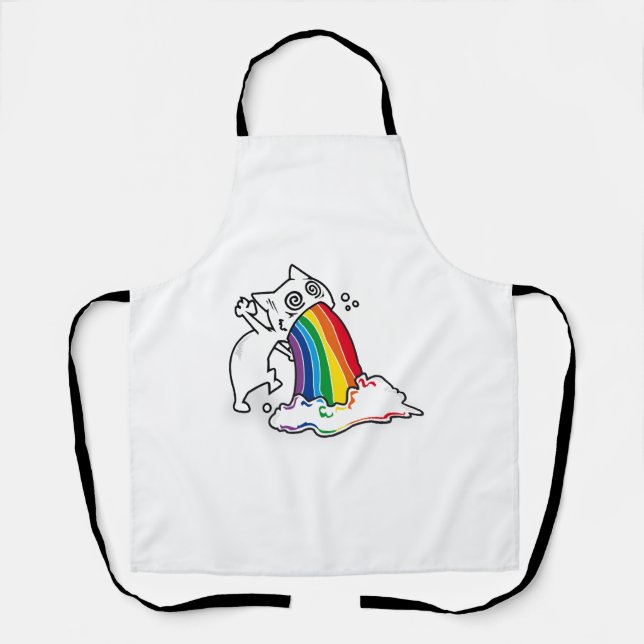 Tablier arc-en-ciel de vomi de chat (Recto)