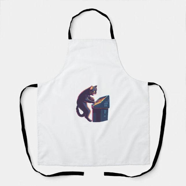 Tablier Arcade Meowster � Chat Joueur Nostalgique (Recto)
