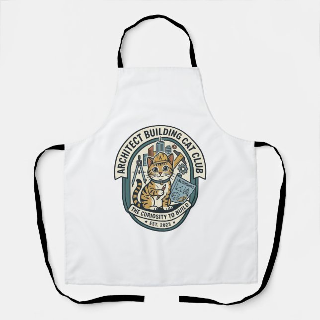 Tablier Architect Building Cat Cat Graphic Tee Art - Archi (Recto)