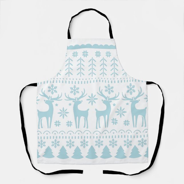Tablier Arctic Blue Folk Art thème hiver (Recto)