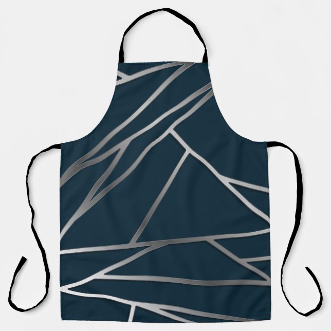Tablier Argent bleu moderne géométrique (Recto)