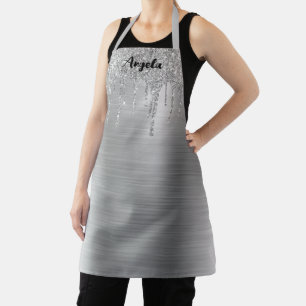 Tablier Argent Pailleté Personnalisé M Glamour qui Dégouli