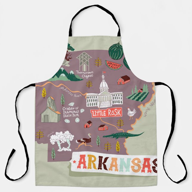Tablier Arkansas Illustré : USA Travel Map (Recto)