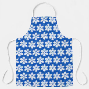 Tablier Arrière - plan bleu étincelant blanc flocons de ne