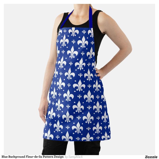 Tablier Arrière - plan bleu Fleur-de-lis Motif Design (Créateur téléchargé)