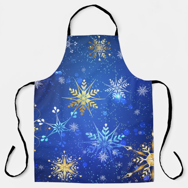 Tablier Arrière - plan Bleu XMAS avec des flocons de neige (Recto)