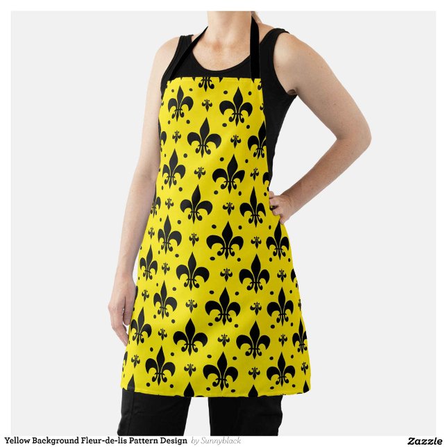 Tablier Arrière - plan Jaune Fleur-de-lis Motif Design (Créateur téléchargé)