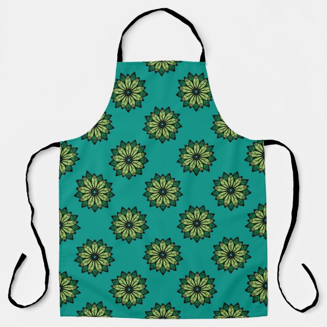 Tablier Arrière - plan motif sans couture à feuilles verte (Recto)