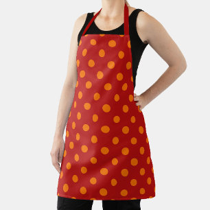 Tablier Arrière - plan rouge Orange Pois Design