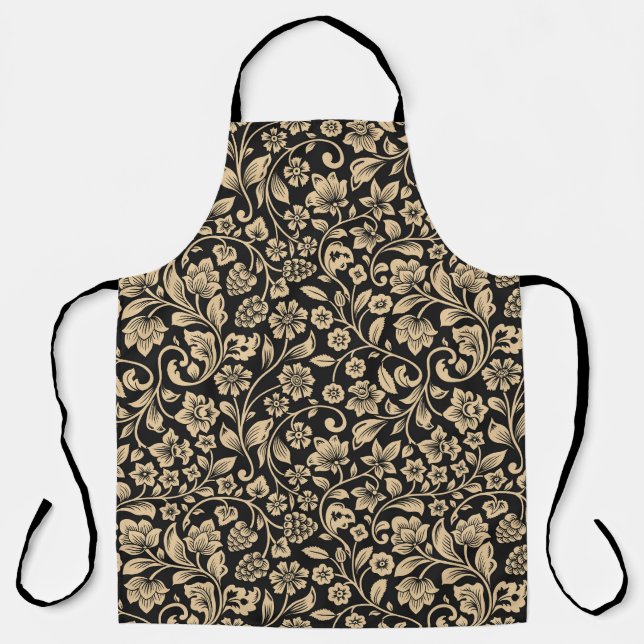 Tablier arrière - plan vintage floral, gris stylisé (Recto)