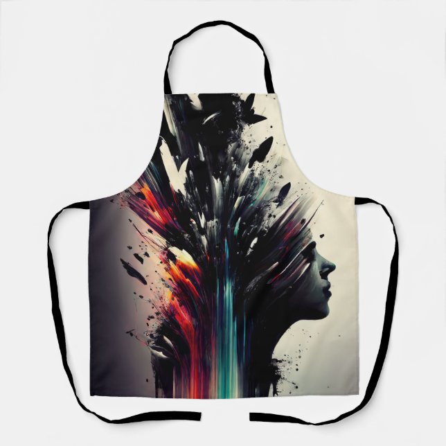 Tablier Art abstrait boho avec visage de fille (Recto)