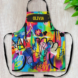 Tablier Art abstrait graffiti Pop Art vibrant personnalisé