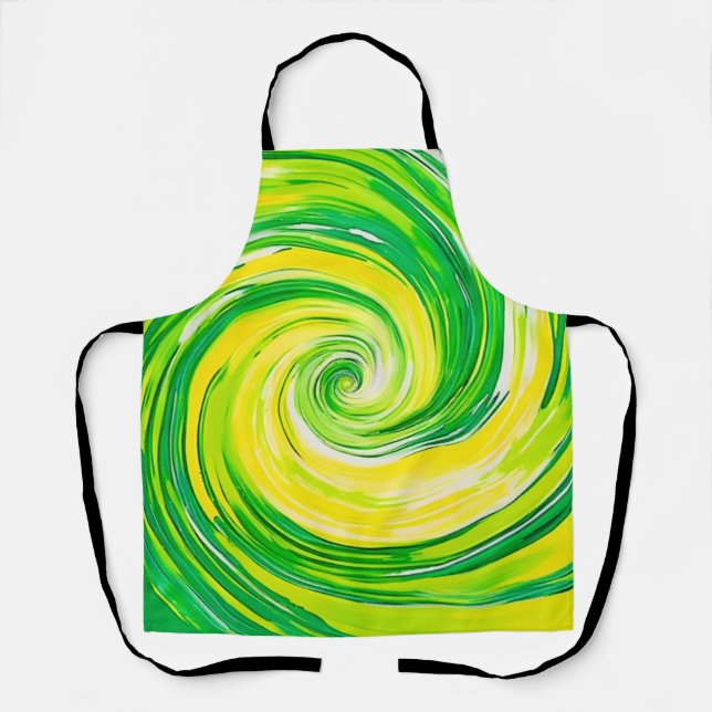Tablier Art abstrait vert jaune en spirale (Recto)
