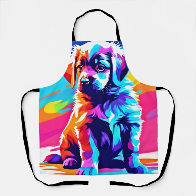 Tablier Art de chien aux couleurs de l'arc-en-ciel (Recto)
