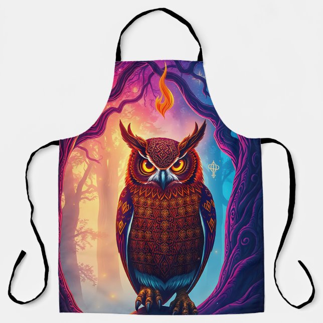 Tablier Art de hibou rustique : Bois ton terre (Recto)