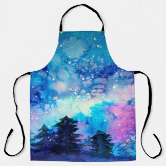 Tablier Art de l'espace à l'aquarelle avec ciel nocturne e