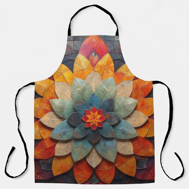 Tablier Art de mandala fleur texturée (Recto)