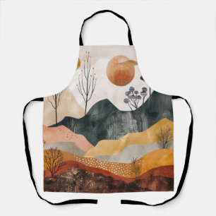 Tablier Art de montagne terracotta ocre Twin Sun milieu du