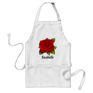 Tablier Art de rose rouge unique personnalisé
