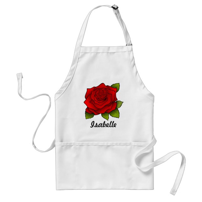 Tablier Art de rose rouge unique personnalisé (Devant)