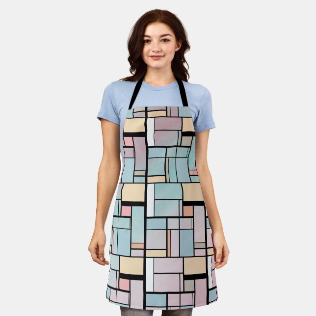 Tablier Art de style Mondrian - Couleurs pastel Mondrian (Porté)
