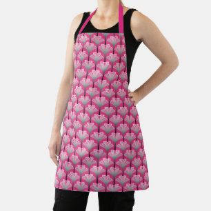 Tablier Art déco Lily, Fuchsia rose et gris argenté