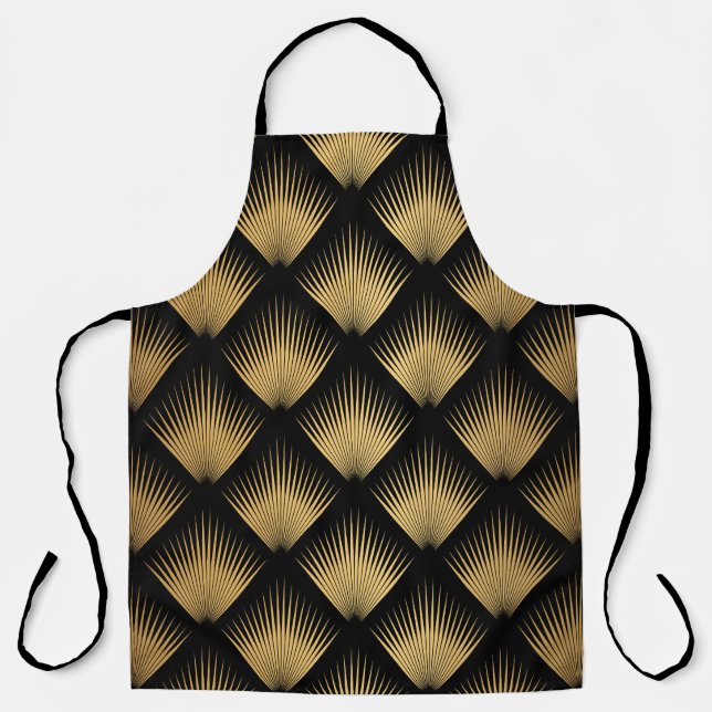 Tablier Art Déco, motif d'or noir. (Recto)